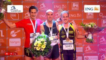 Le podium du semi-marathon hommes.