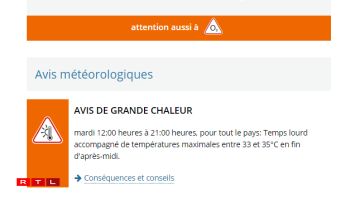 Les alertes pour la journée de mardi