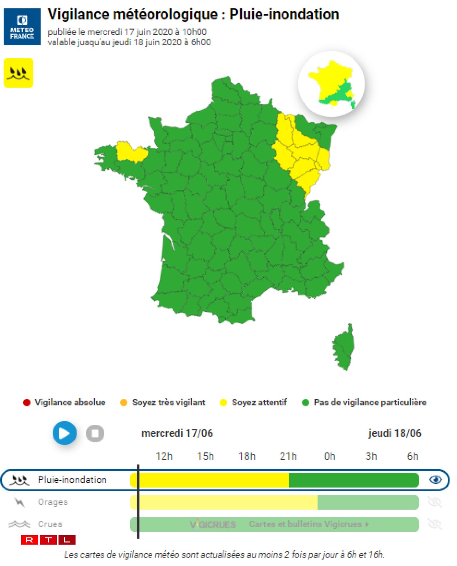 La carte de vigilance pluie-inondation