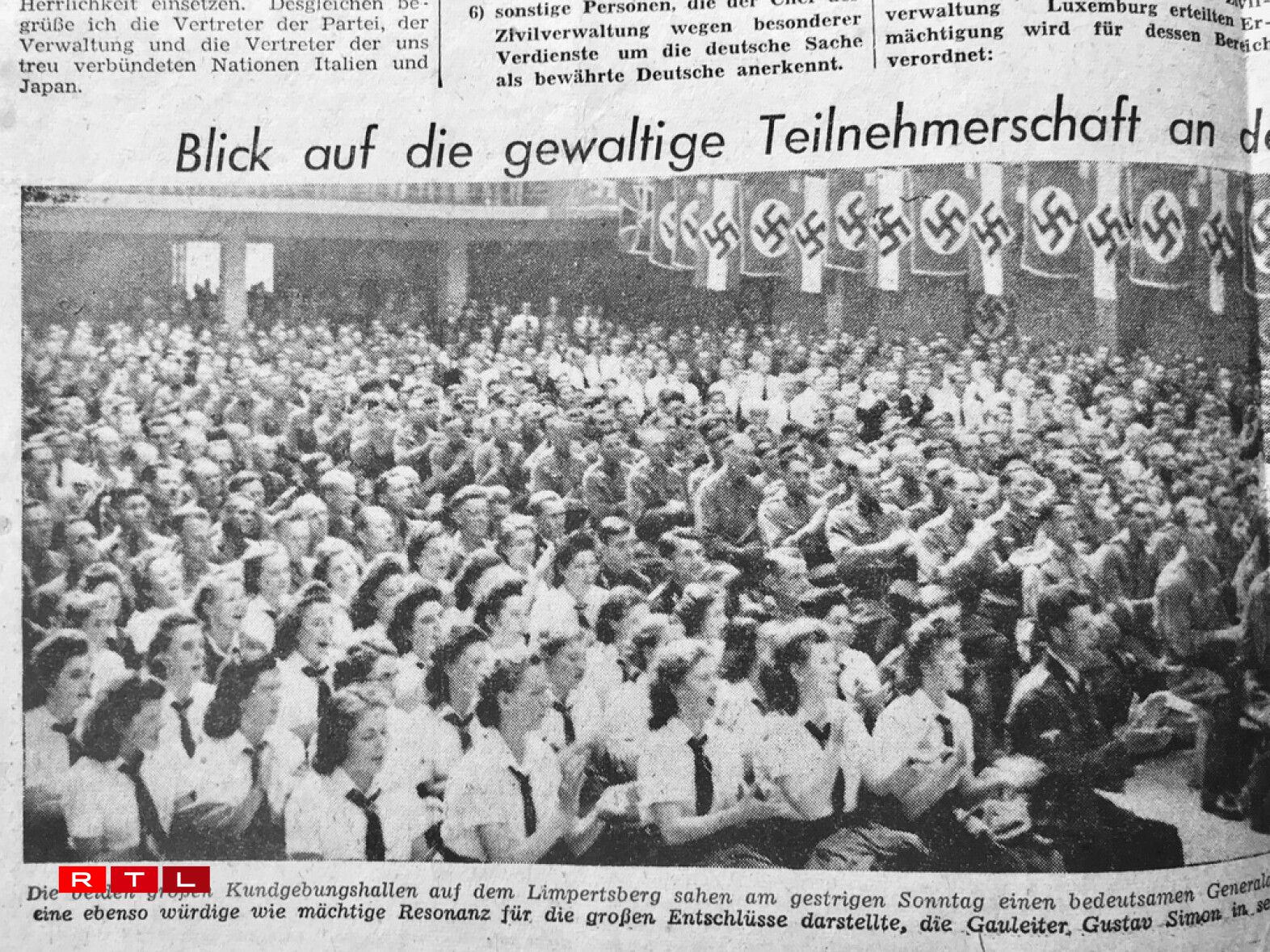 On 30 August 1942, Gustav Simon announced in Limpertsberg that male Luxembourgers born between 1920 and 1924 were conscripted into the German military.