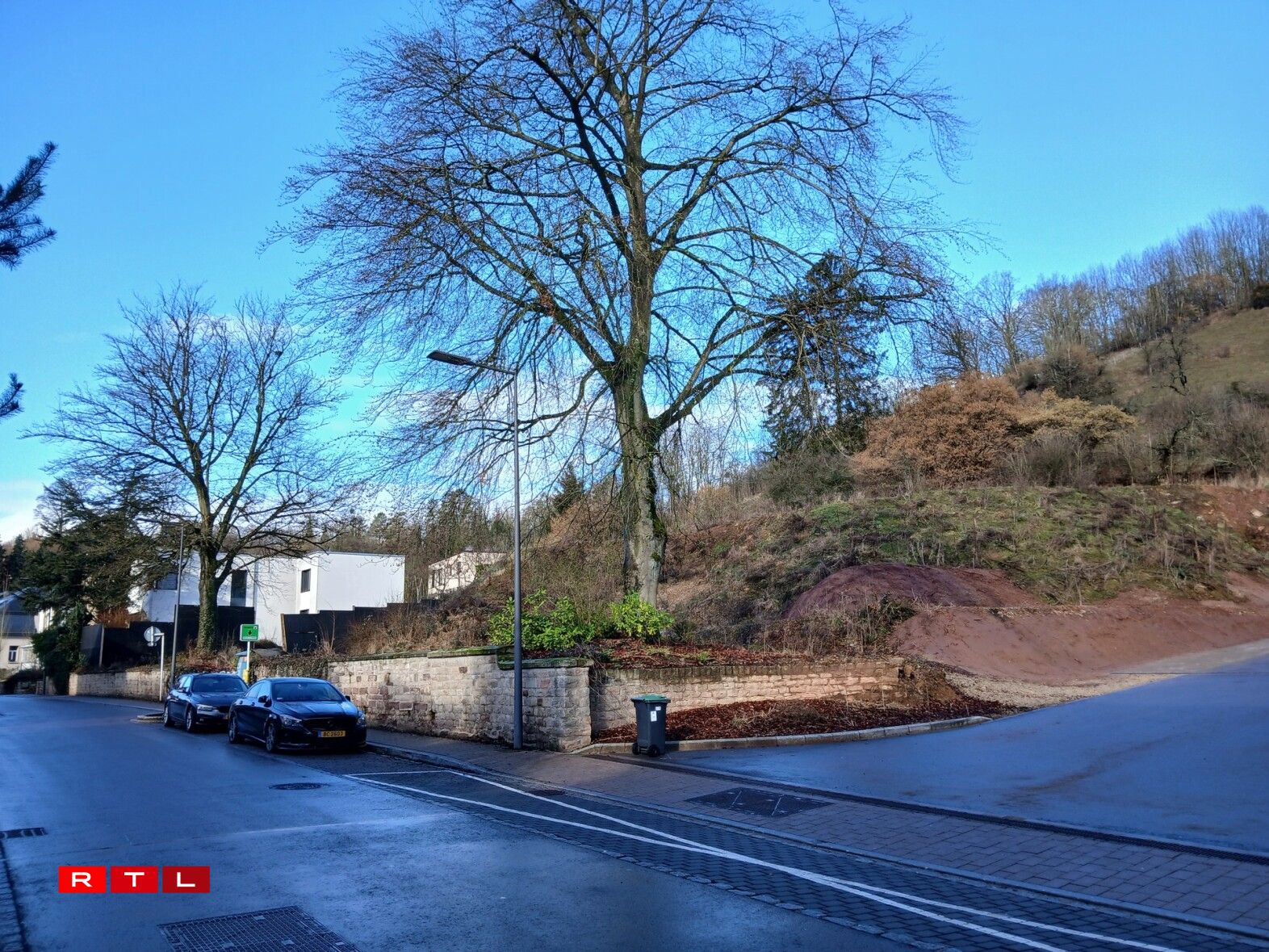 De Sichtschutz un der Grenz zum Nopeschgrondstéck ass deels an e Koup gefall.