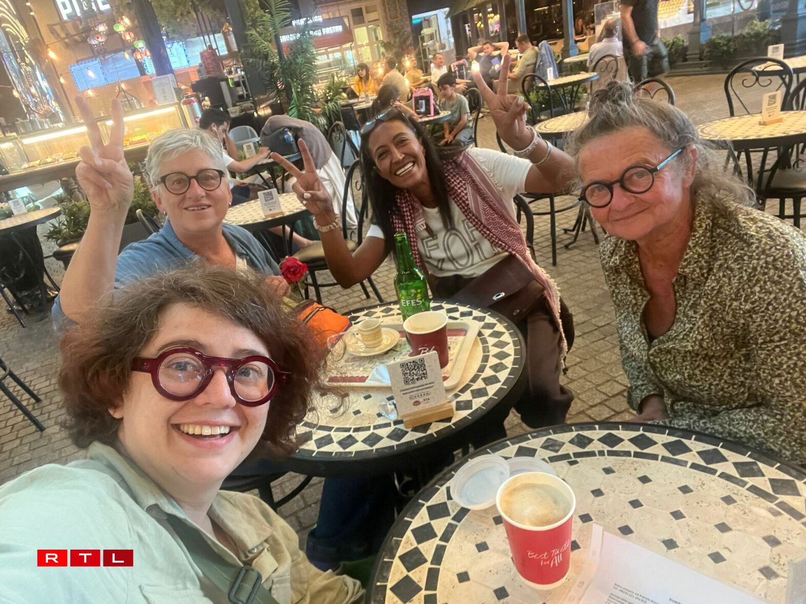 From left to right: Maya Garman, Mira Pinzi, Lalla Zeinab Bouanani, and Georgette Hein – at Istanbul Airport.