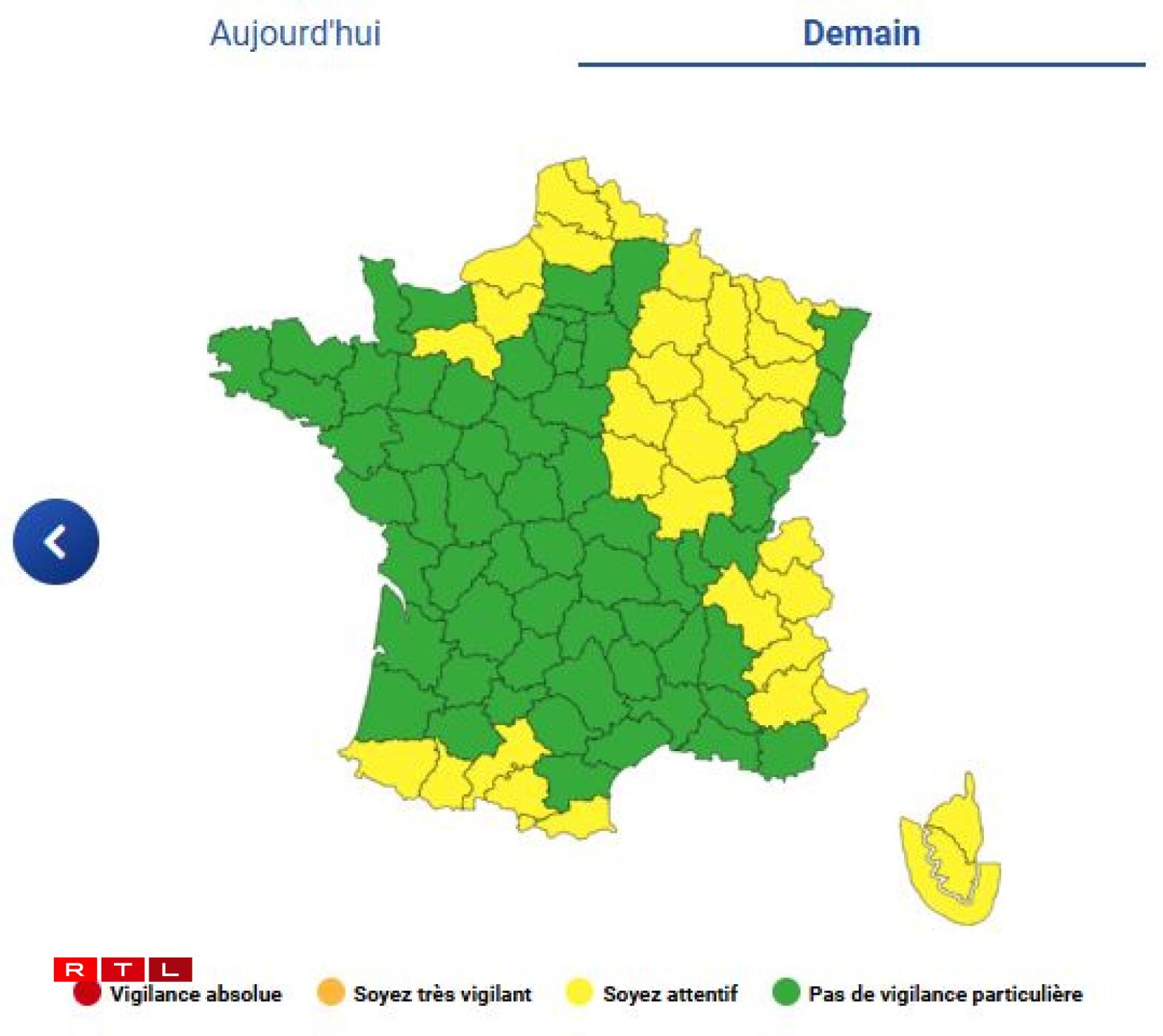 Les vigilances actives en France le vendredi 14 mars 2025