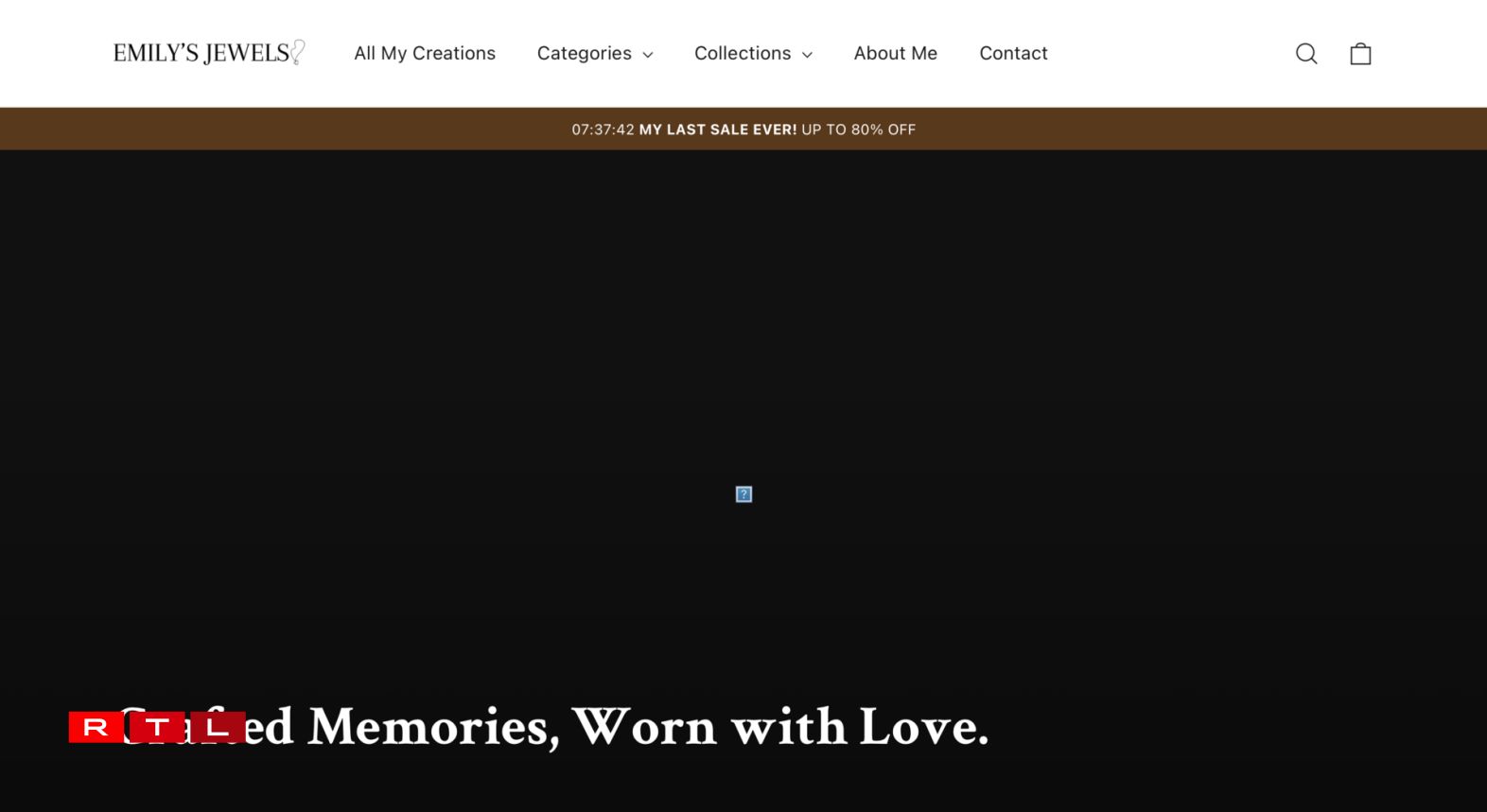 Capture d'écran du site archivé d'Emily's Jewels, qui n'est désormais plus en ligne