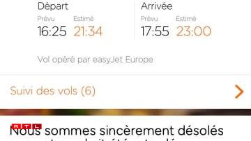 Des captures d'écran qui nous ont été transmises par un passager concerné le 6 août 2022