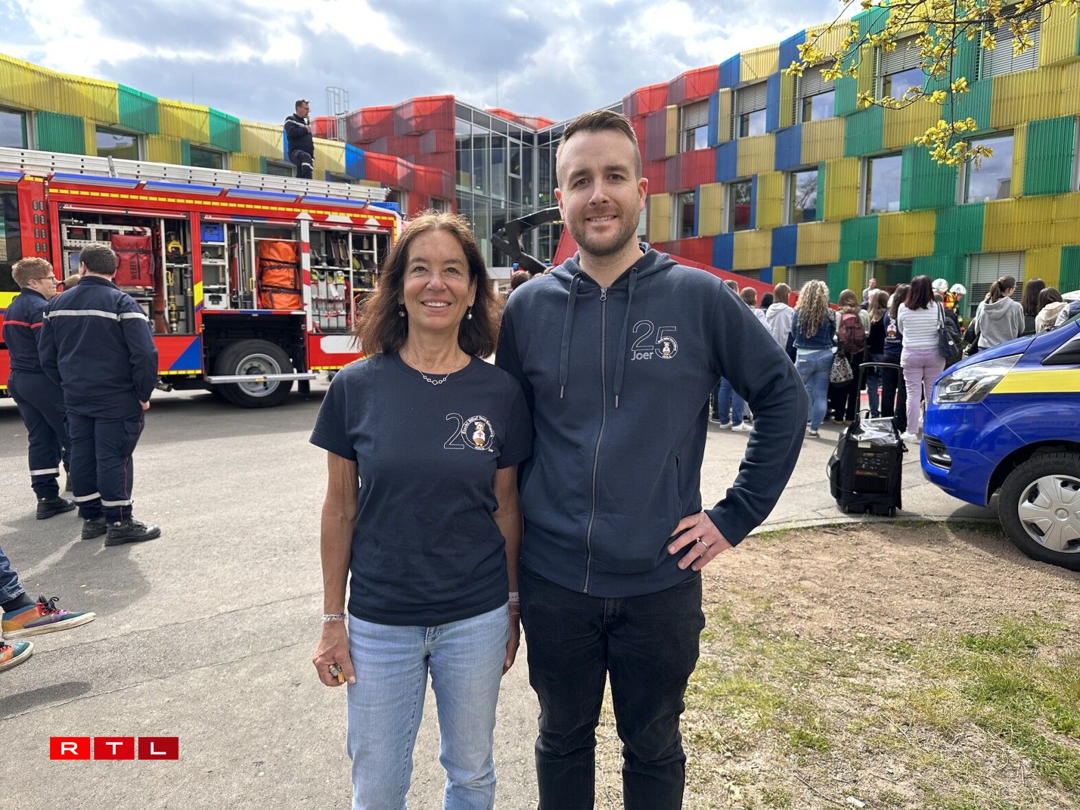 Foto vun Enseignanten: Pia Heinricy a Christophe Ternes, Responsabel vum Éischt-Hëllef-Grupp am Kolléisch