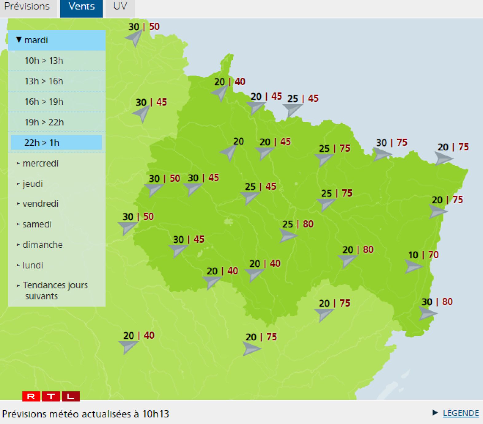 Les prévisions pour le Grand Est ce soir.
