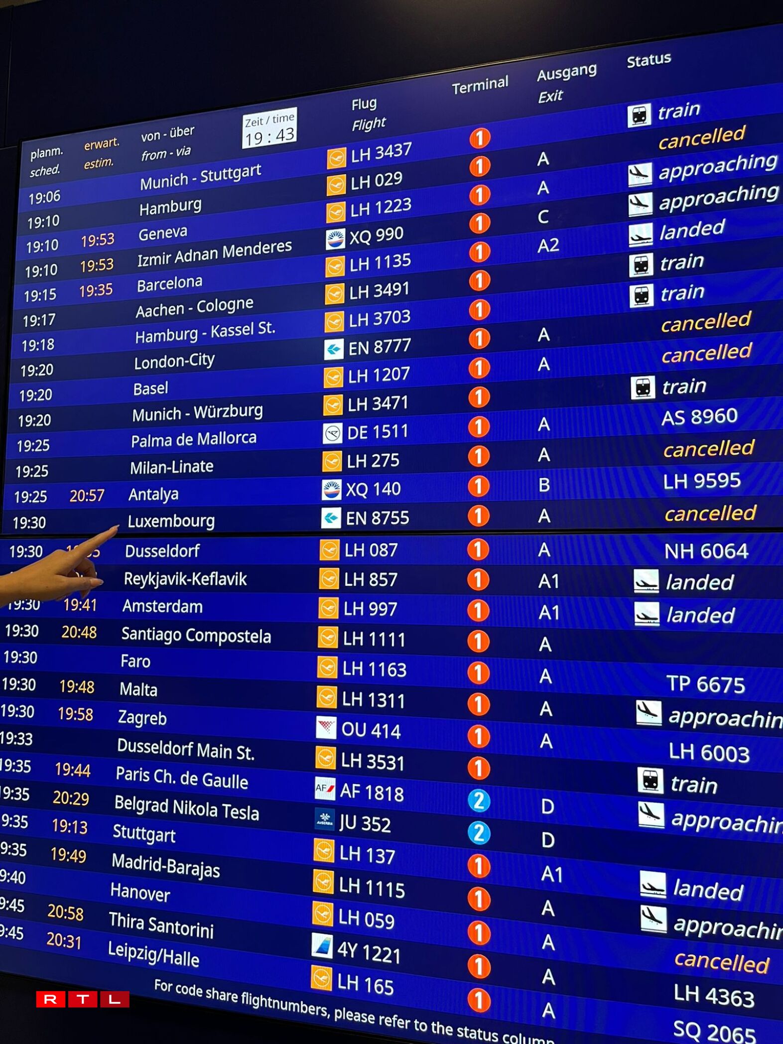 Annulatiounen a Retarden um Fluchhafen zu Frankfurt.