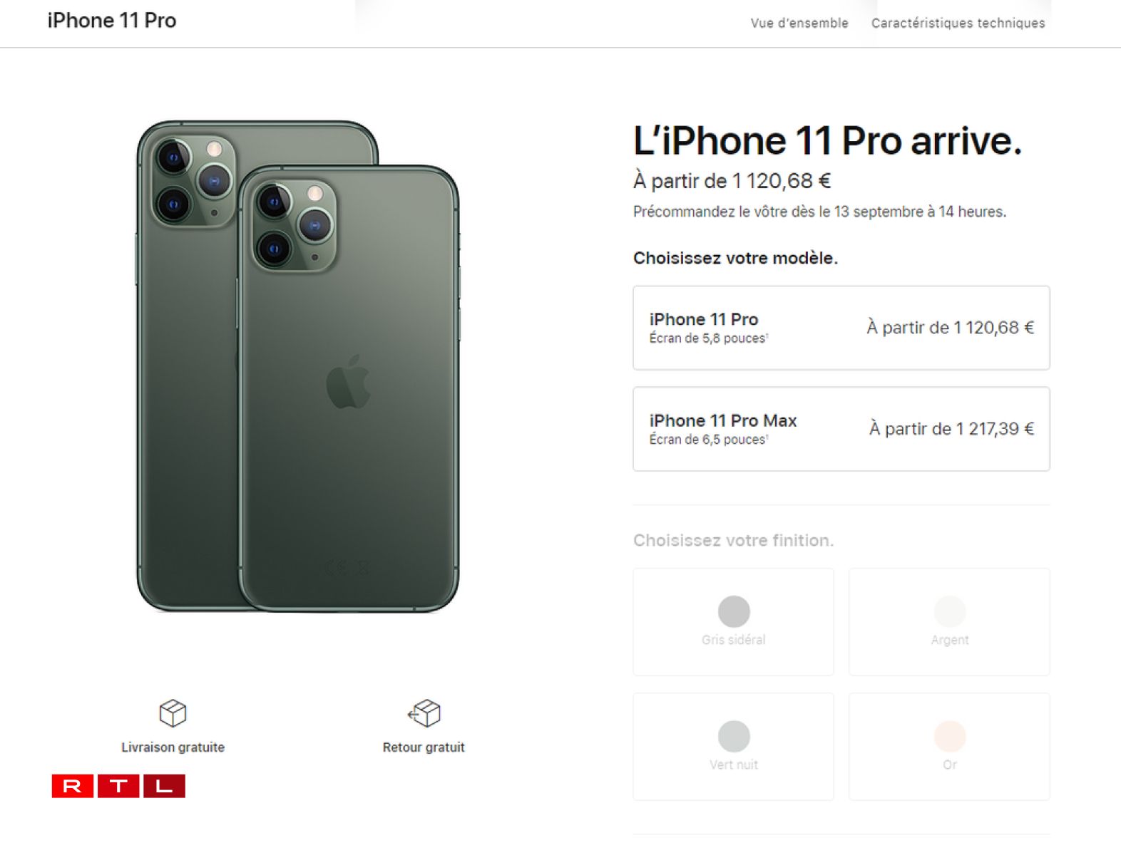 Le prix affiché mercredi 11 septembre sur le store Apple Luxembourg