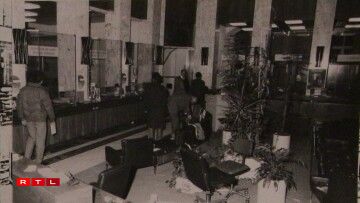 Inside the bank shortly after the robbery.