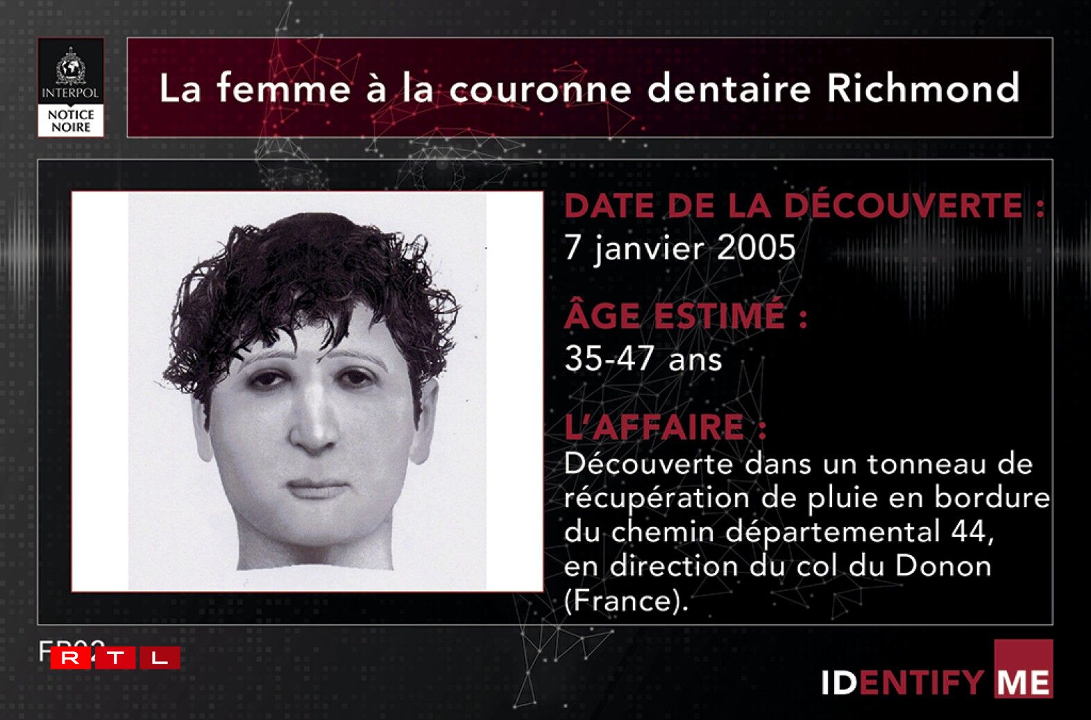 Une reconstitution du visage de la victime