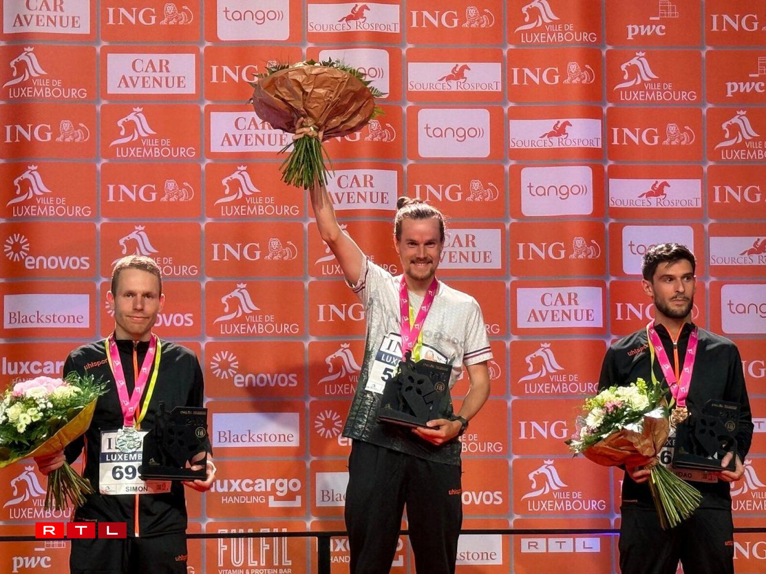 Le podium masculin du semi-marathon.