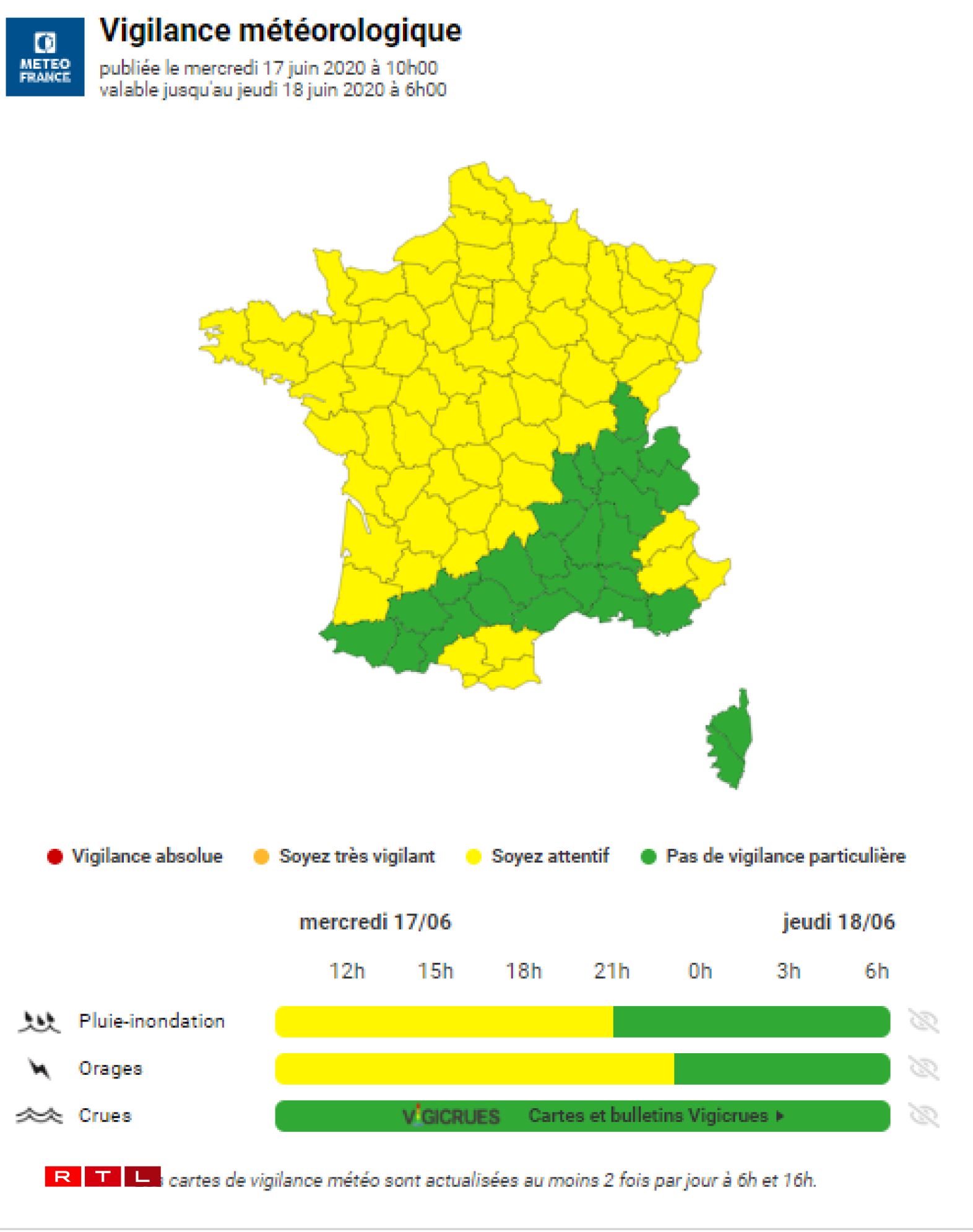 La carte de vigilance orages