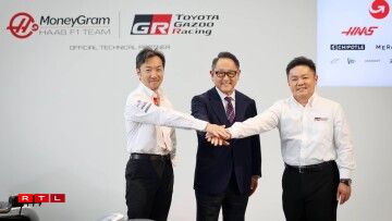 Den Haas-Teamchef Ayao Komatsu, den Toyota-President Akio Toyoda an den TGR-President Tomoya Takahashi.