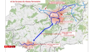 The route, stops and interchanges of the tram, and the bypass of the rail network.