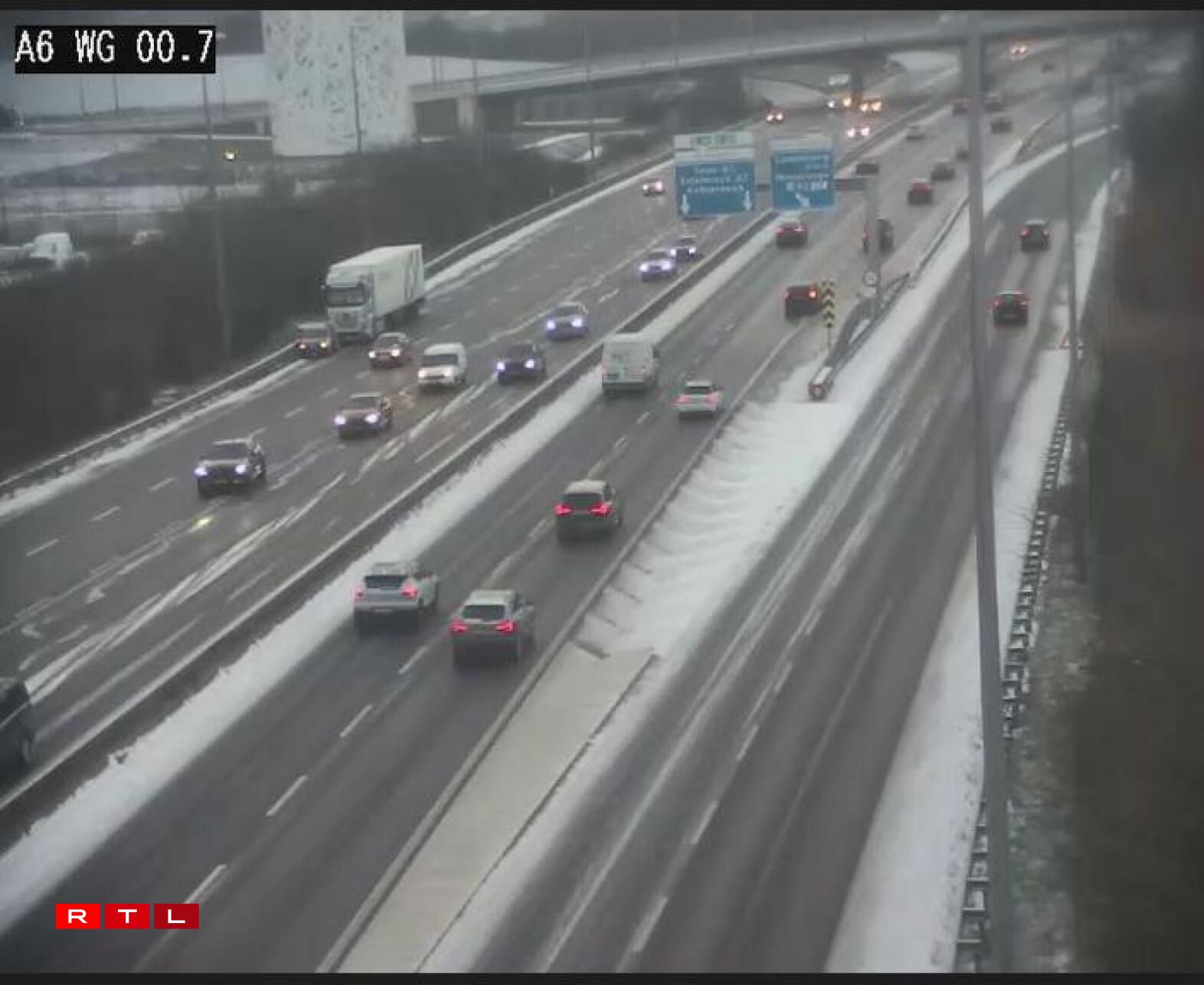 L'état des routes à 8h à la croix de Gasperich, entre l'A6 et l'A1.