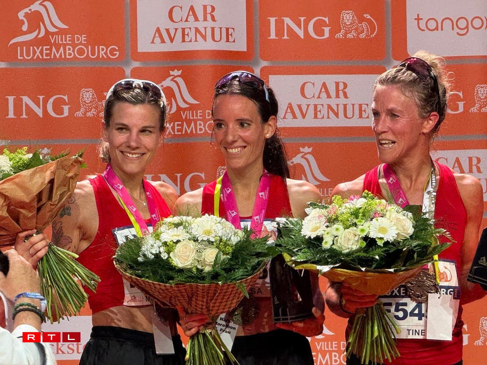 Le podium féminin du semi-marathon.