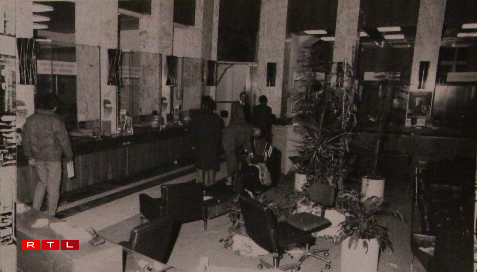 Inside the bank shortly after the robbery.