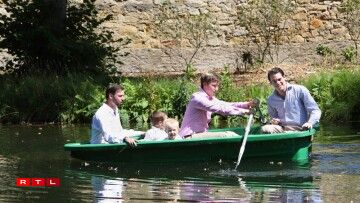 From lfet to right: Hereditary Grand Duke Guillaume, Prince Gabriel and Prince Noah, Prince Sébastien and Prince Félix enjoying a cruise on the royal barge.