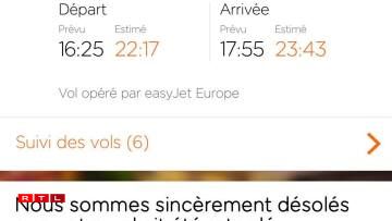 Des captures d'écran qui nous ont été transmises par un passager concerné le 6 août 2022