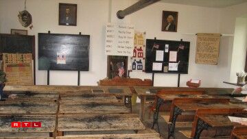 Interior of the refurbished Stony Hill School in Waubeka, Wisconsin