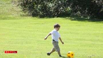 Prince Gabriel practising his football skills at Castle Berg.