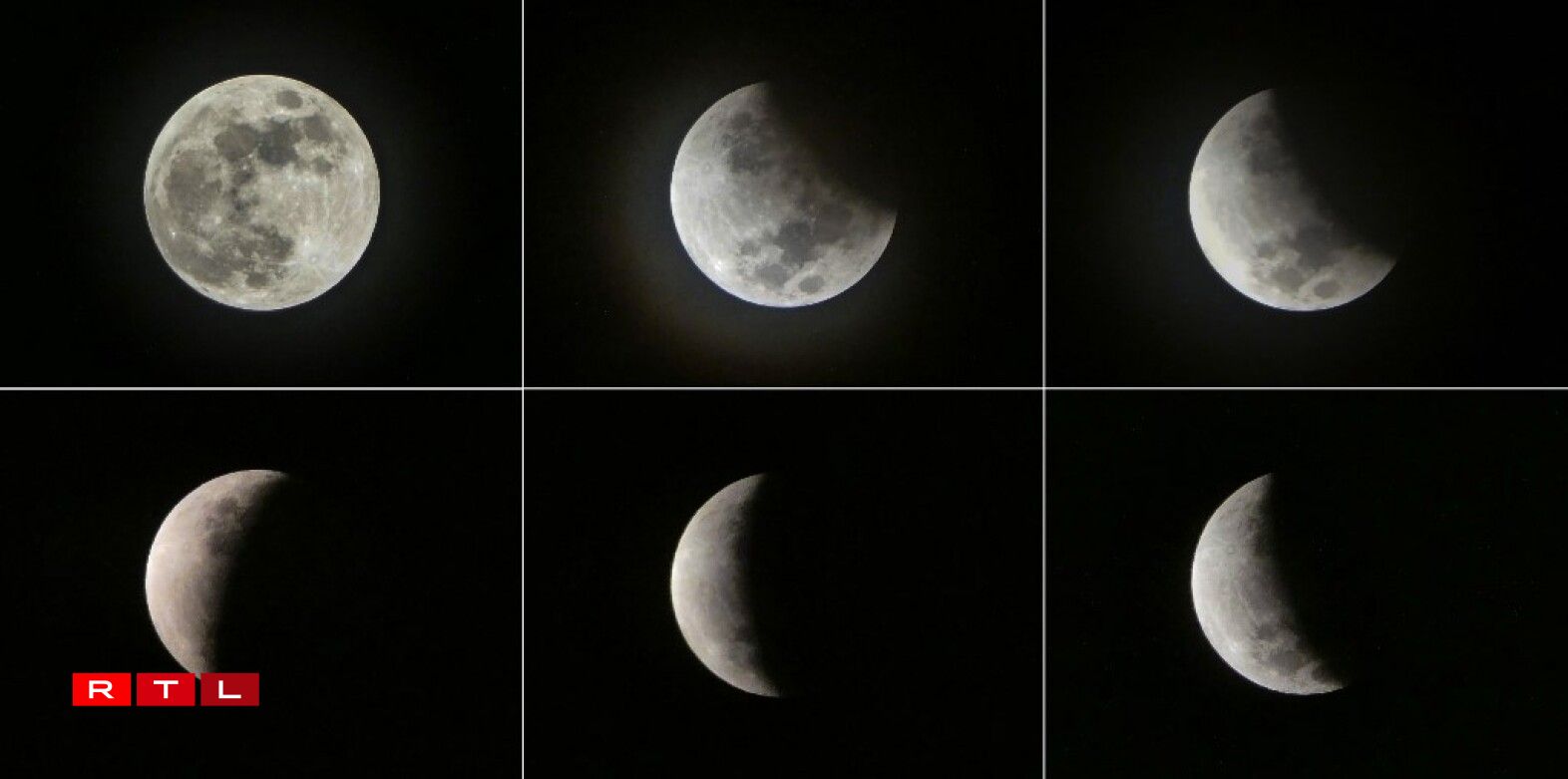 Les différentes phases de l'éclipse de mardi soir.