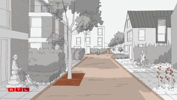 Visuel d'un quartier non traversant et apaisé.