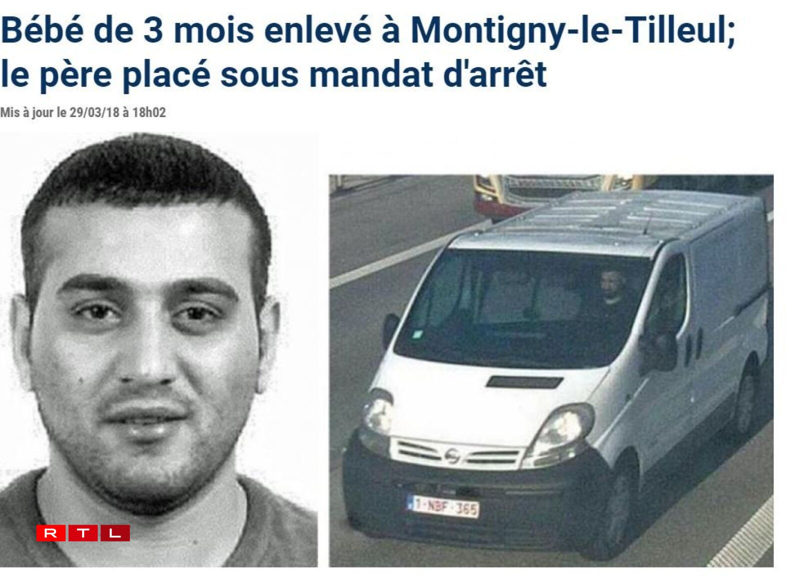 A screenshot from RTL Belgium's report on the case where the photo first appeared.