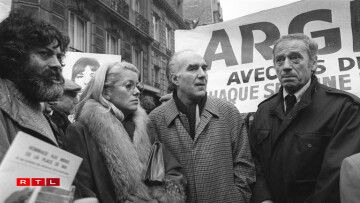 Den Auteur Marek Halter, d'Actrice Catherine Deneuve, de Michel Piccoli an de Sänger/Acteur Yves Montand de 4. Dezember 1980.