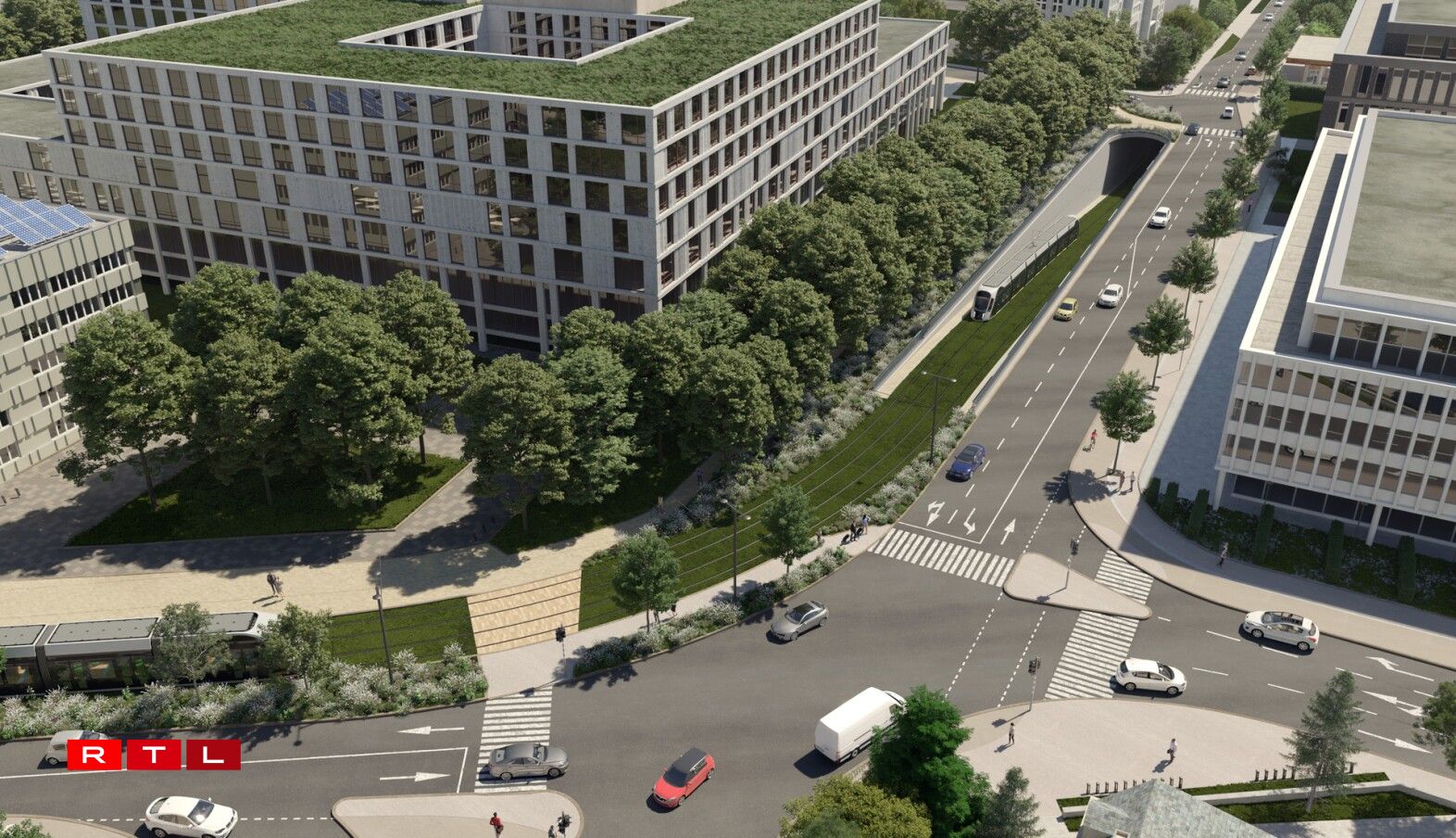 Le tunnel créé pour la ligne de tram sur la route d'Arlon.
