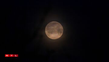 La Lune photographiée depuis le nord du Luxembourg. Un léger voile nuageux a malheureusement limité la visibilité.