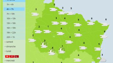 Les prévision pour vendredi matin (4h-7h).