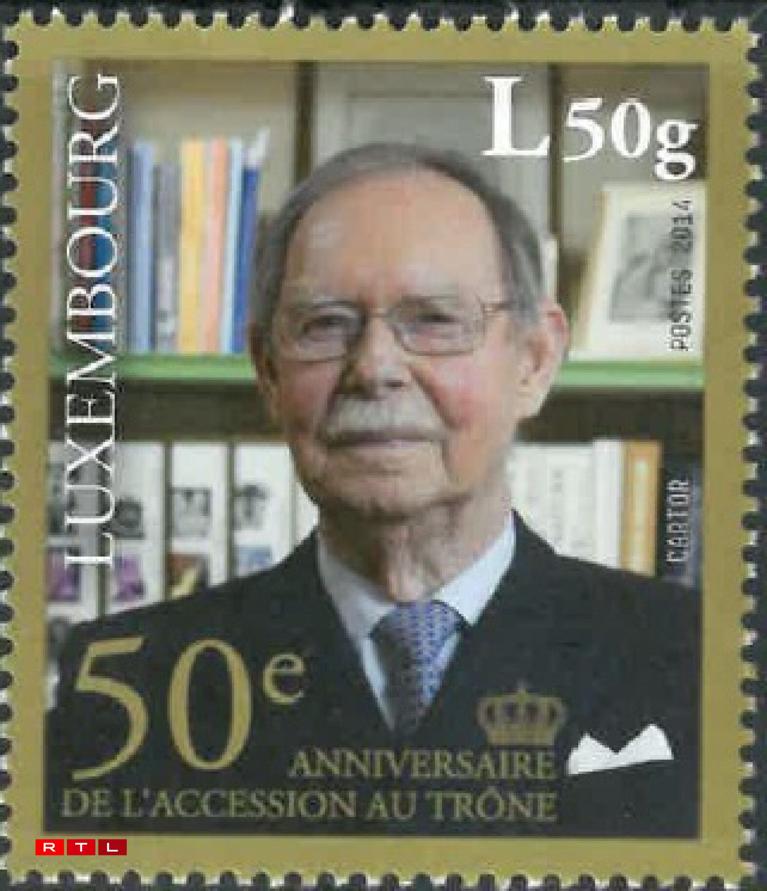 En 2014, la Post émettait un timbre célébrant le cinquantième anniversaire de l'accession au trône de Jean, devenu Grand-Duc le 12 novembre 1964.