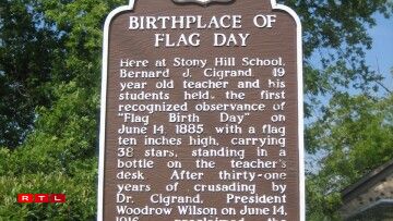 Historic Marker at Stony Hill School - Birthplace of US Flag Day