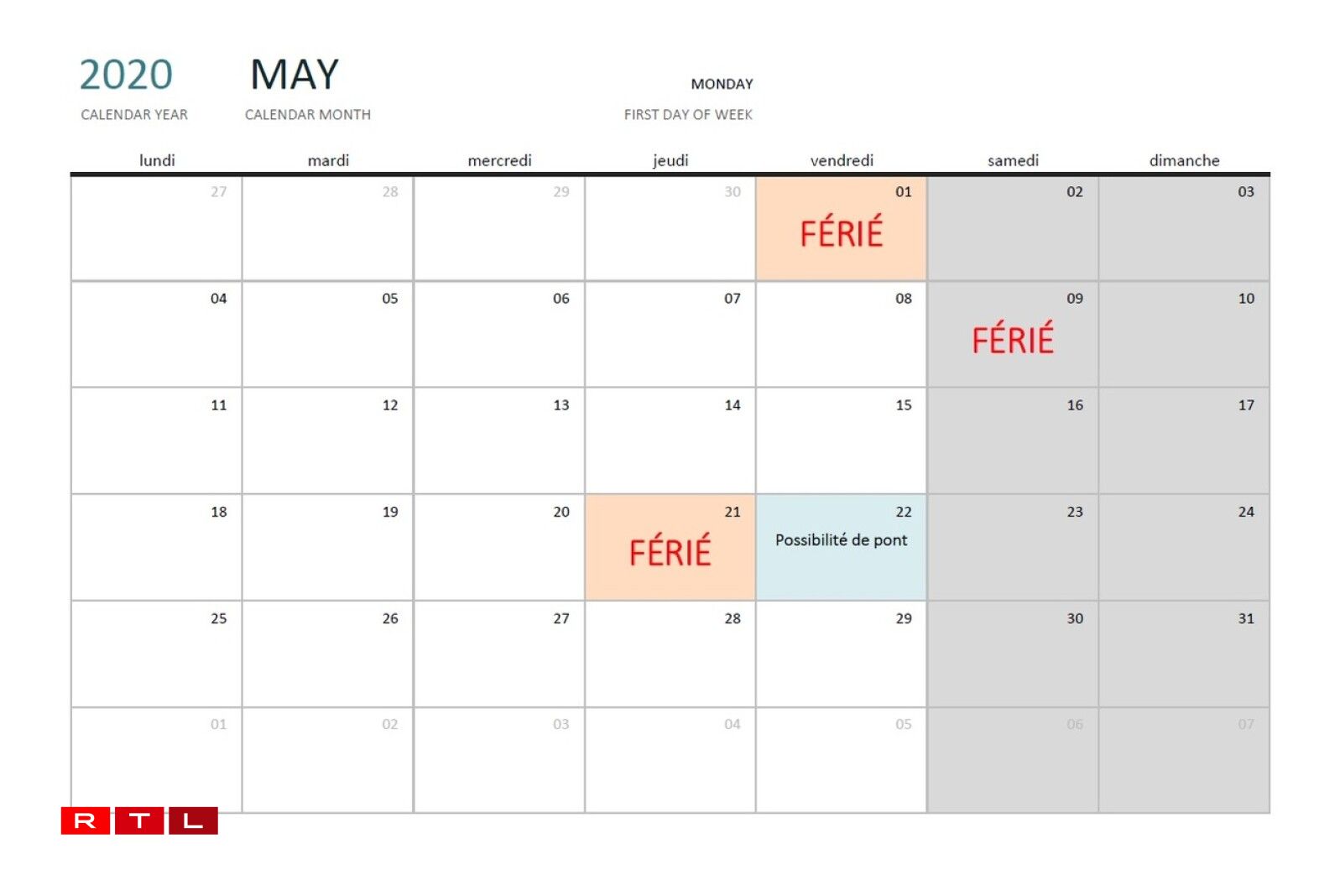 May - the month of the bridges? Unfortunately not this year as 9 May is on a Saturday. You'll still have a three-day weekend at the start of the month, and you could book Friday after Ascension off.