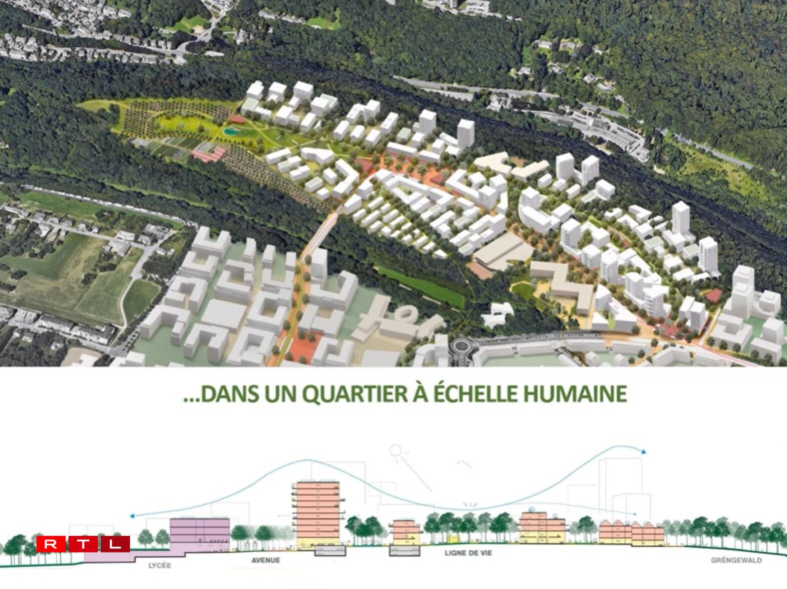 Plan de coupe du quartier Kuebebierg