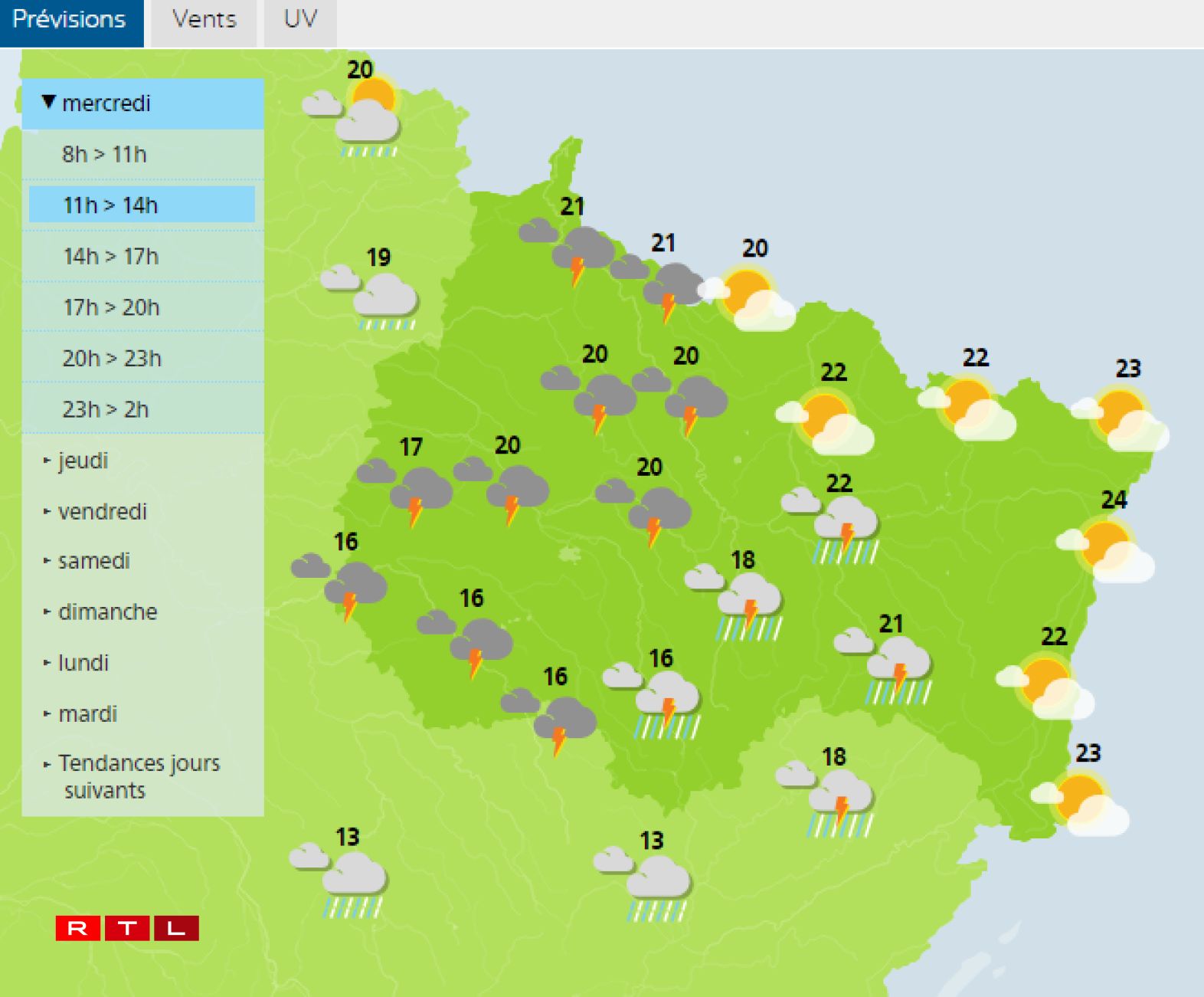 Les prévisions météorologiques de ce mercredi dans le Grand Est.