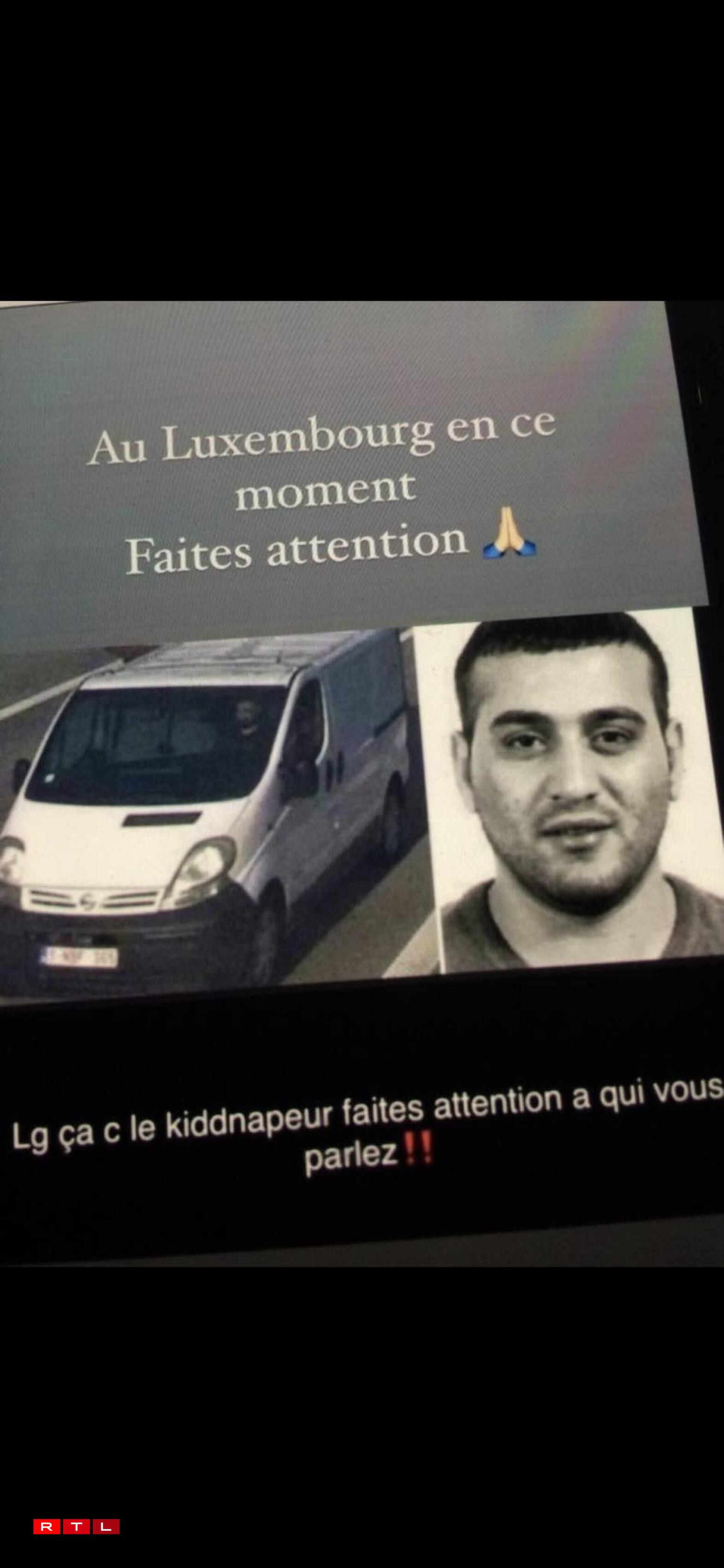 The post claiming to show the 'white van' suspect in Luxembourg.