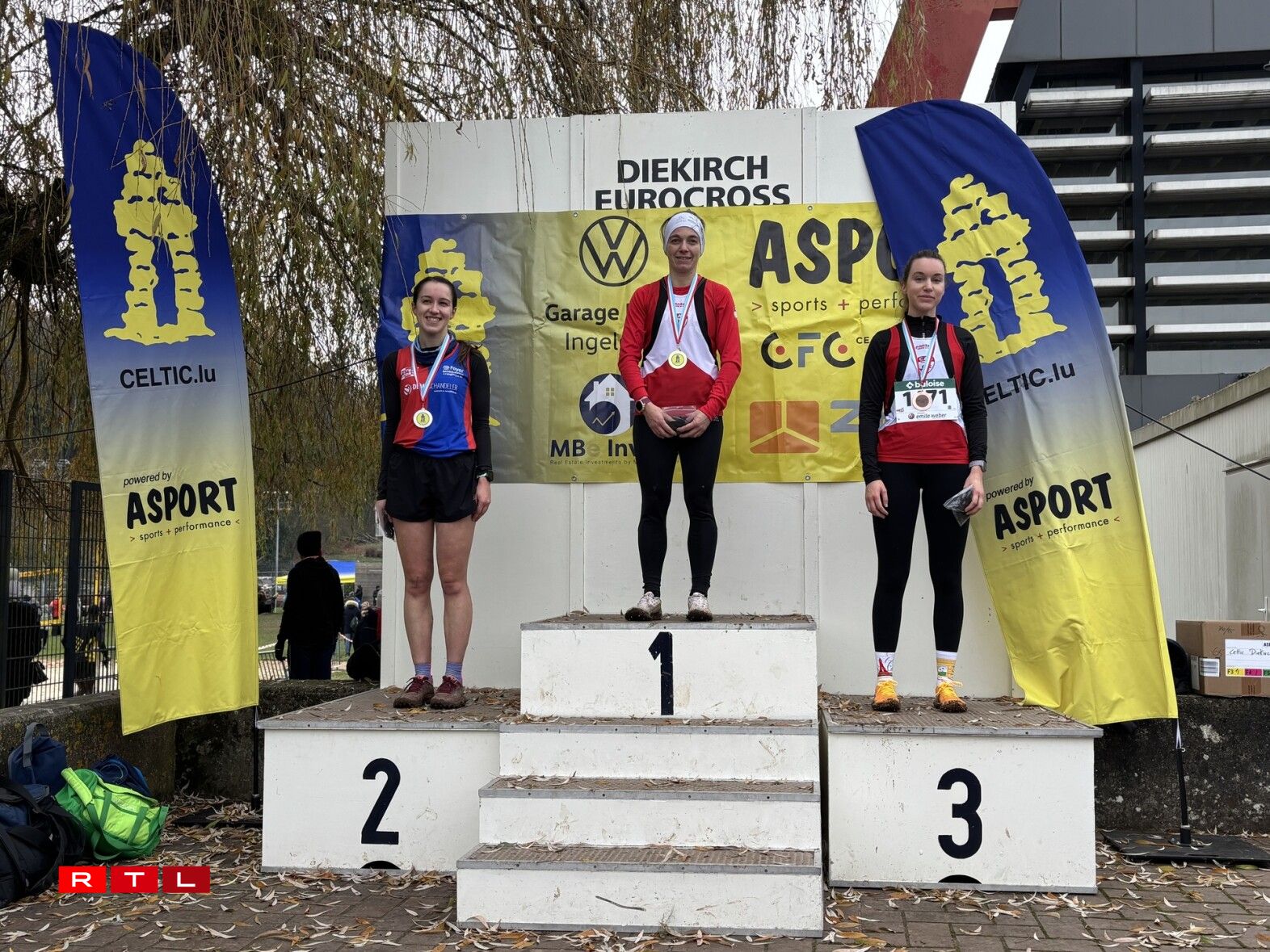 Den Eurocross-Podium bei den Dammen