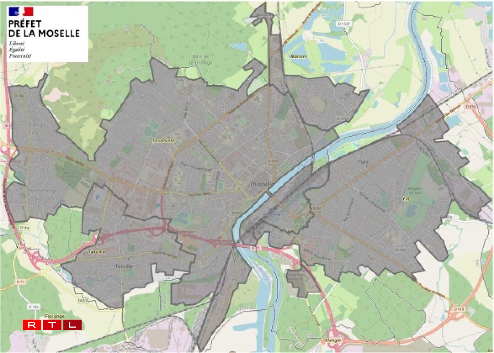 Zones où le masque est obligatoire à Thionville et dans les communes proches.