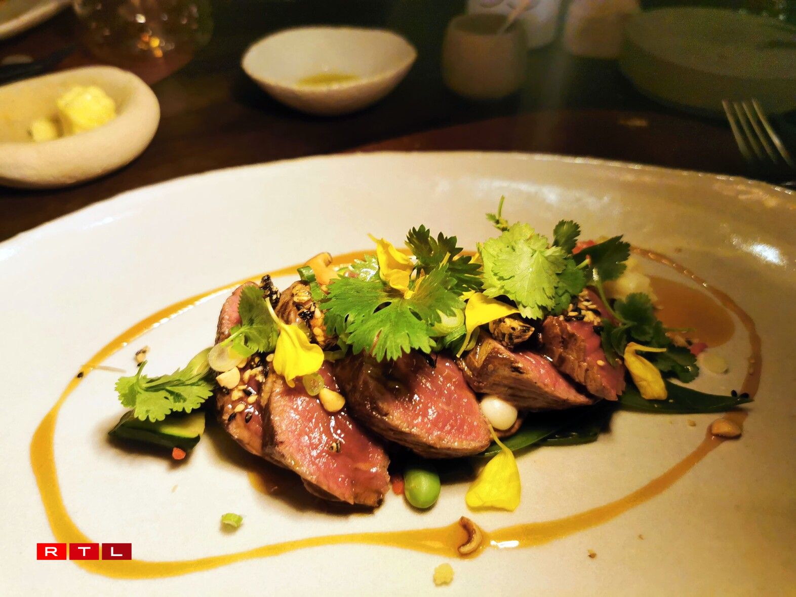 Pure fillet of beef parilla style with wok vegetables.