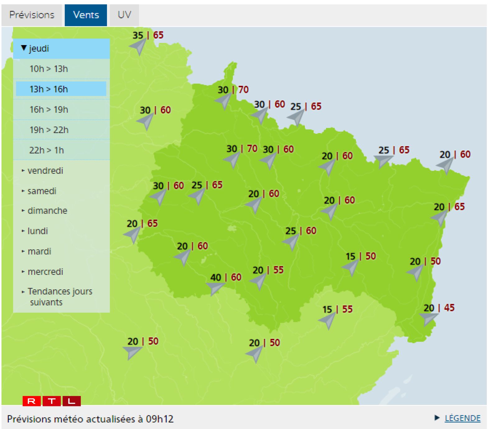Les prévisions de Météo France pour le Grand Est.