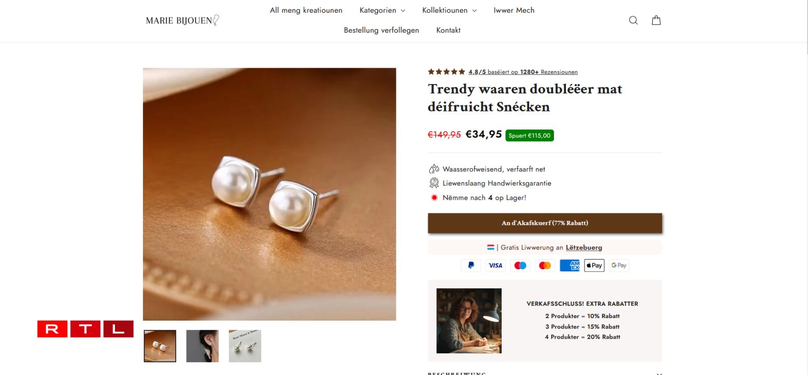 A product sold through Marie Bijoux