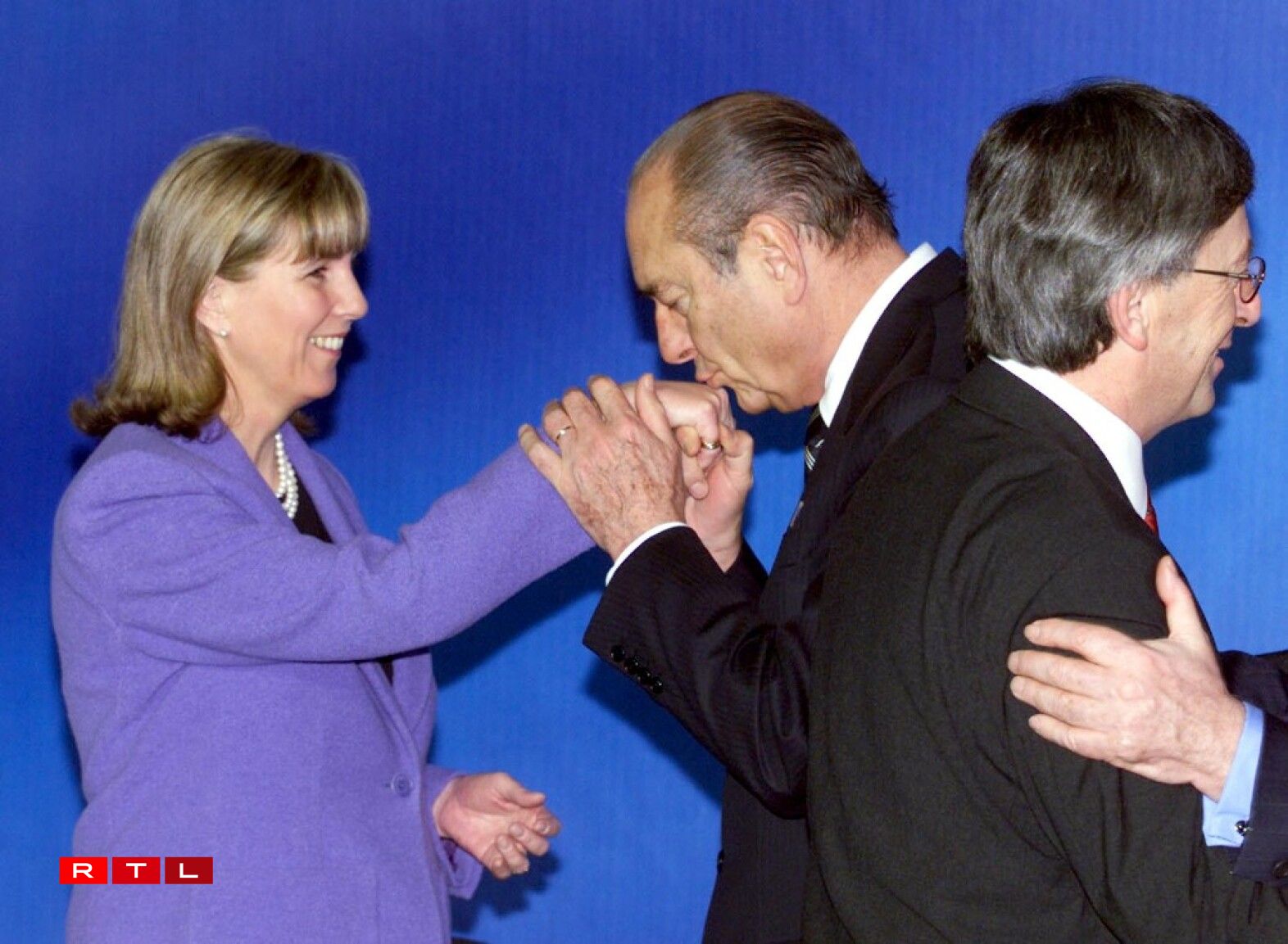 Jacques Chirac avec Lydie Polfer au sommet de l'UE à Nice en décembre 2000.