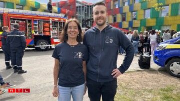 Foto vun Enseignanten: Pia Heinricy a Christophe Ternes, Responsabel vum Éischt-Hëllef-Grupp am Kolléisch