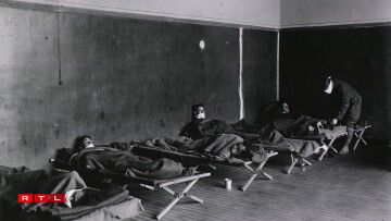 Influenza ward at US Army Field Hospital in Hollerich, Luxembourg (1918).