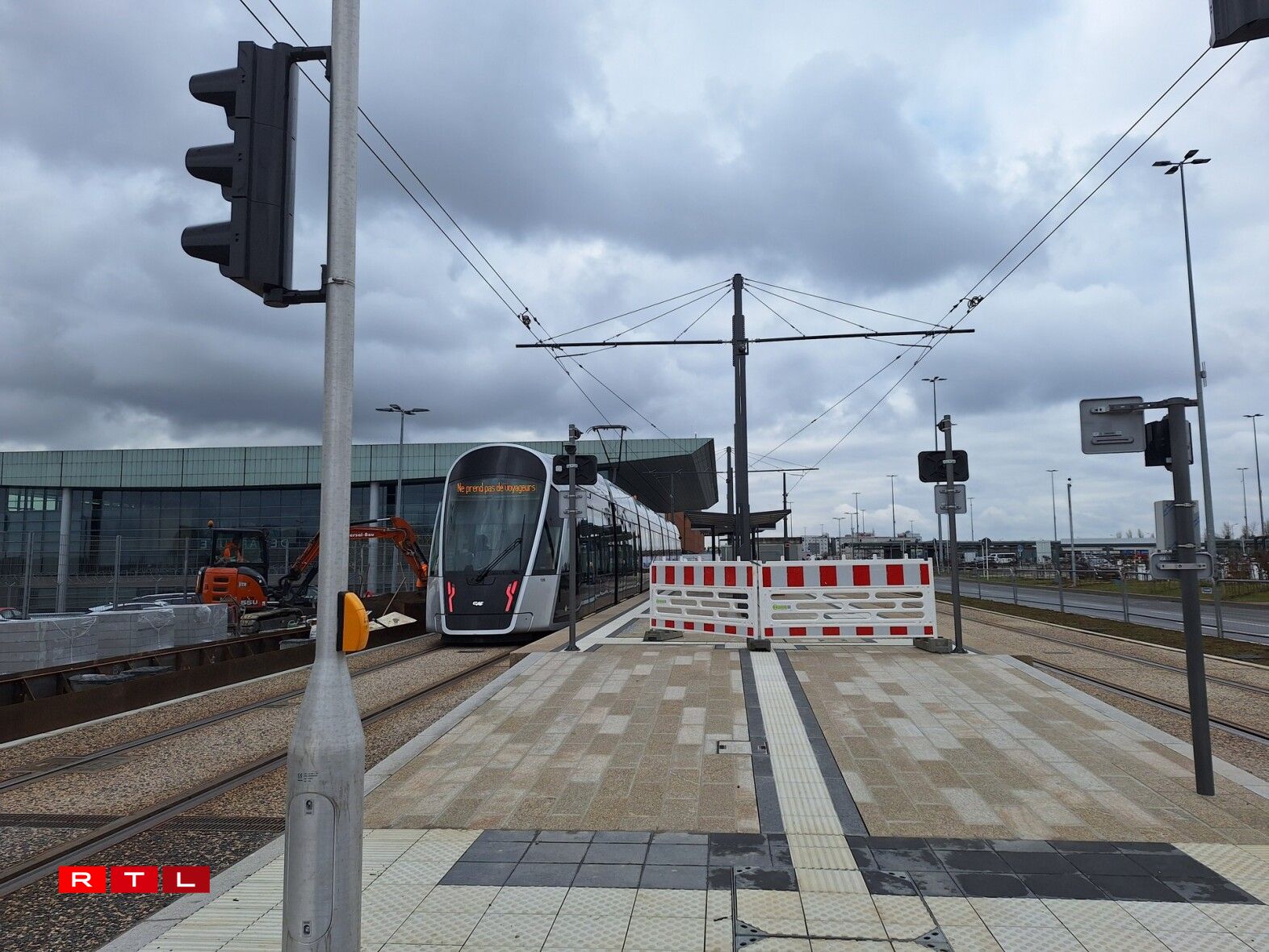 The tram in front of Luxembourg Airport on 28 February 2025.