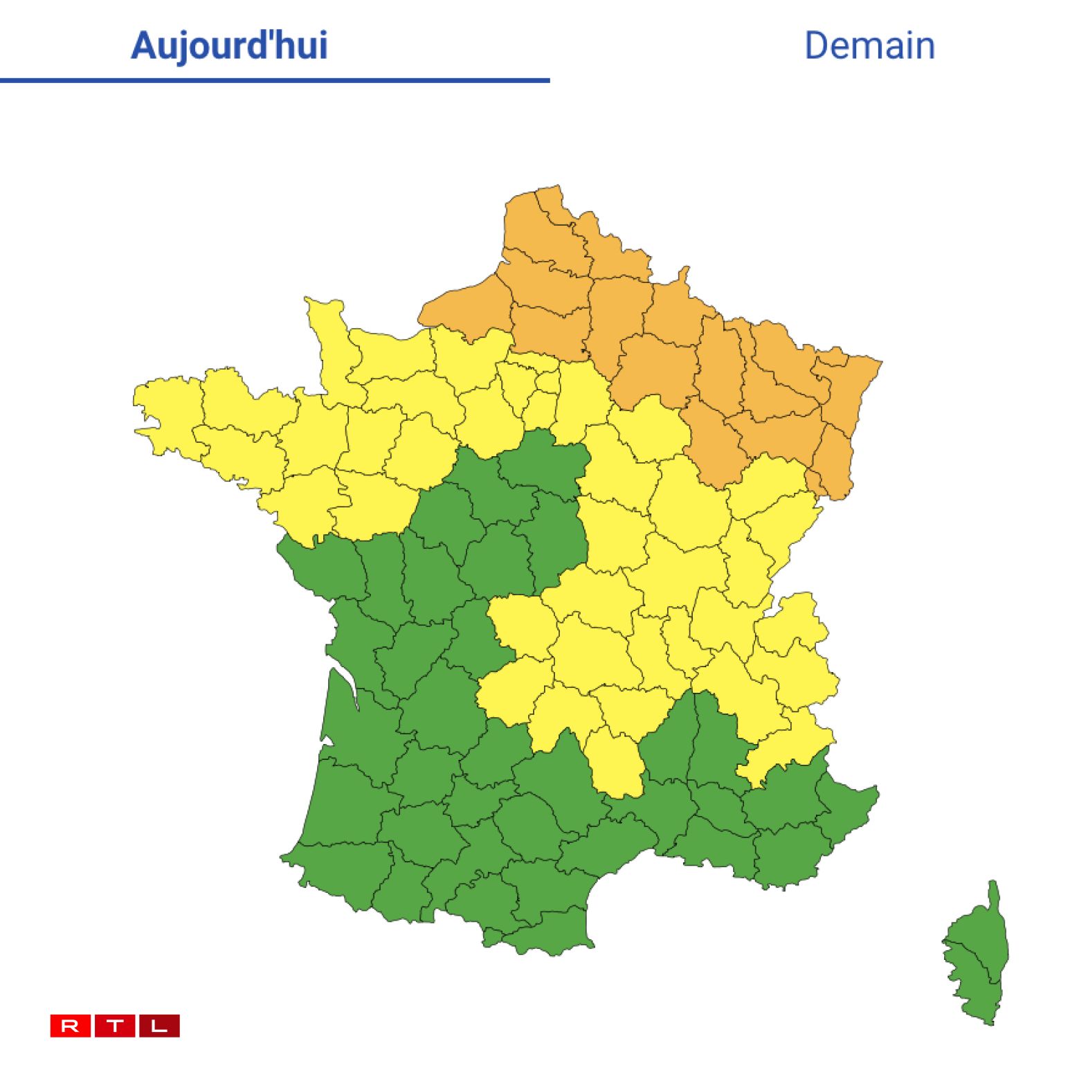 Les 16 départements passeront en vigilance orange à partir de samedi soir