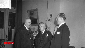 Den Émile Hamilius (L) op Visitt bei der Kinnekskoppel an Holland 1951.